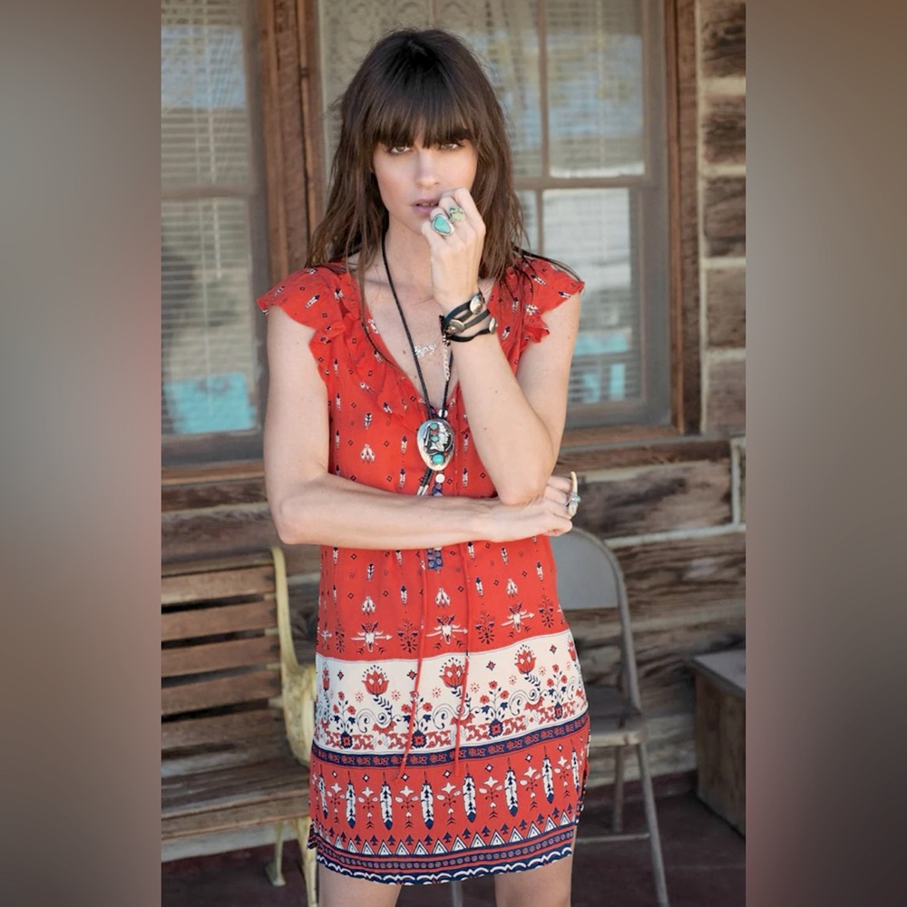 Spell // Desert Wanderer Shift Dress in Rust Red